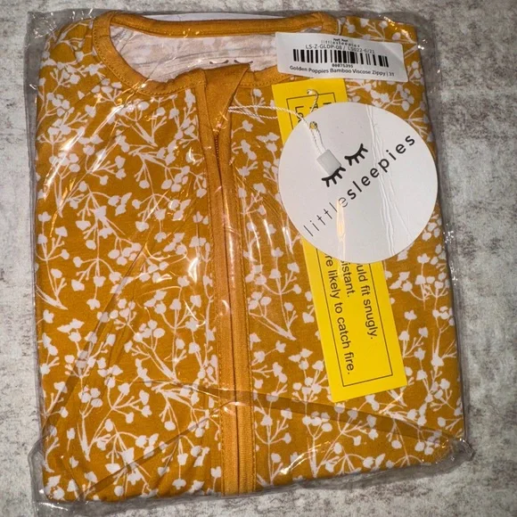 🌼 Golden Poppies Bamboo Zippy Little Sleepies 3T Retired Yellow Floral Print NEW - Picture 6 of 6